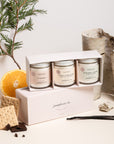 Trio de chandelles 4 oz artisanales en cire coco-soya, bougies parfumées faites à la main au Québec, idée cadeau raffiné.