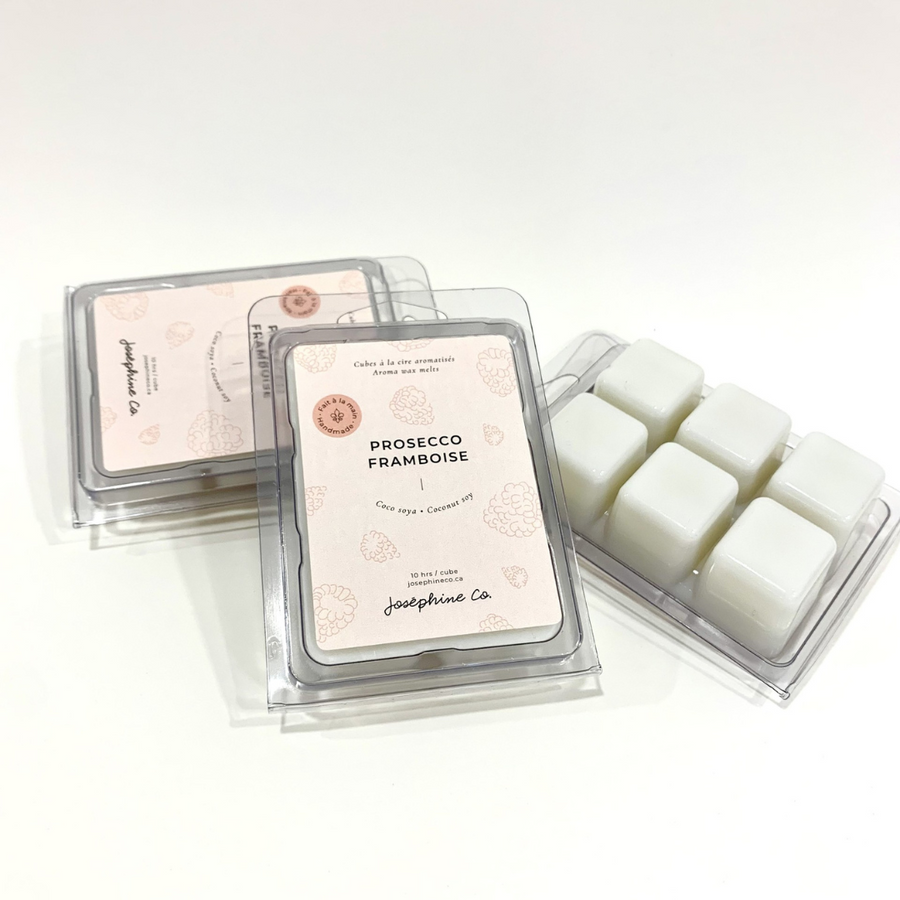 Prosecco Raspberry flavored wax cubes