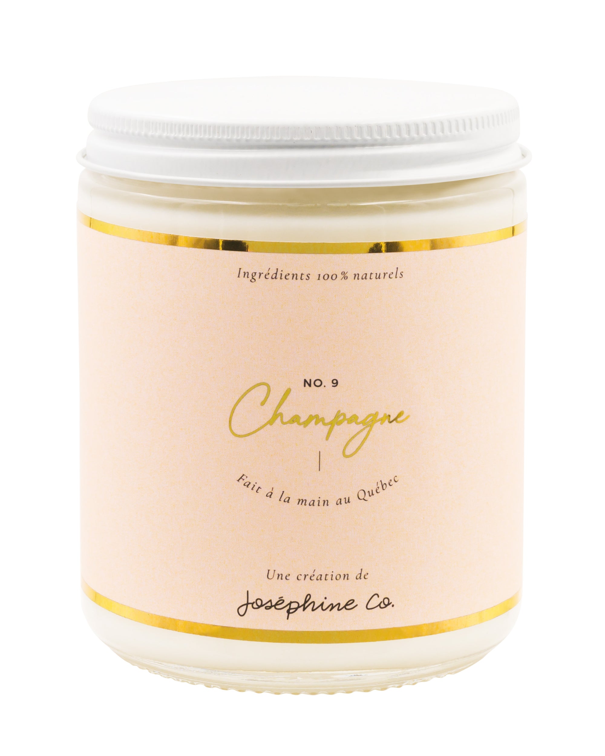 Chandelle parfum Champagne 8 oz artisanale coco-soya, idéale pour créer une ambiance festive et raffinée à la maison