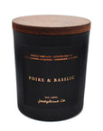 Chandelle 9 oz parfum poire et basilic, artisanale en cire coco-soya pour une ambiance fraîche et fruitée .